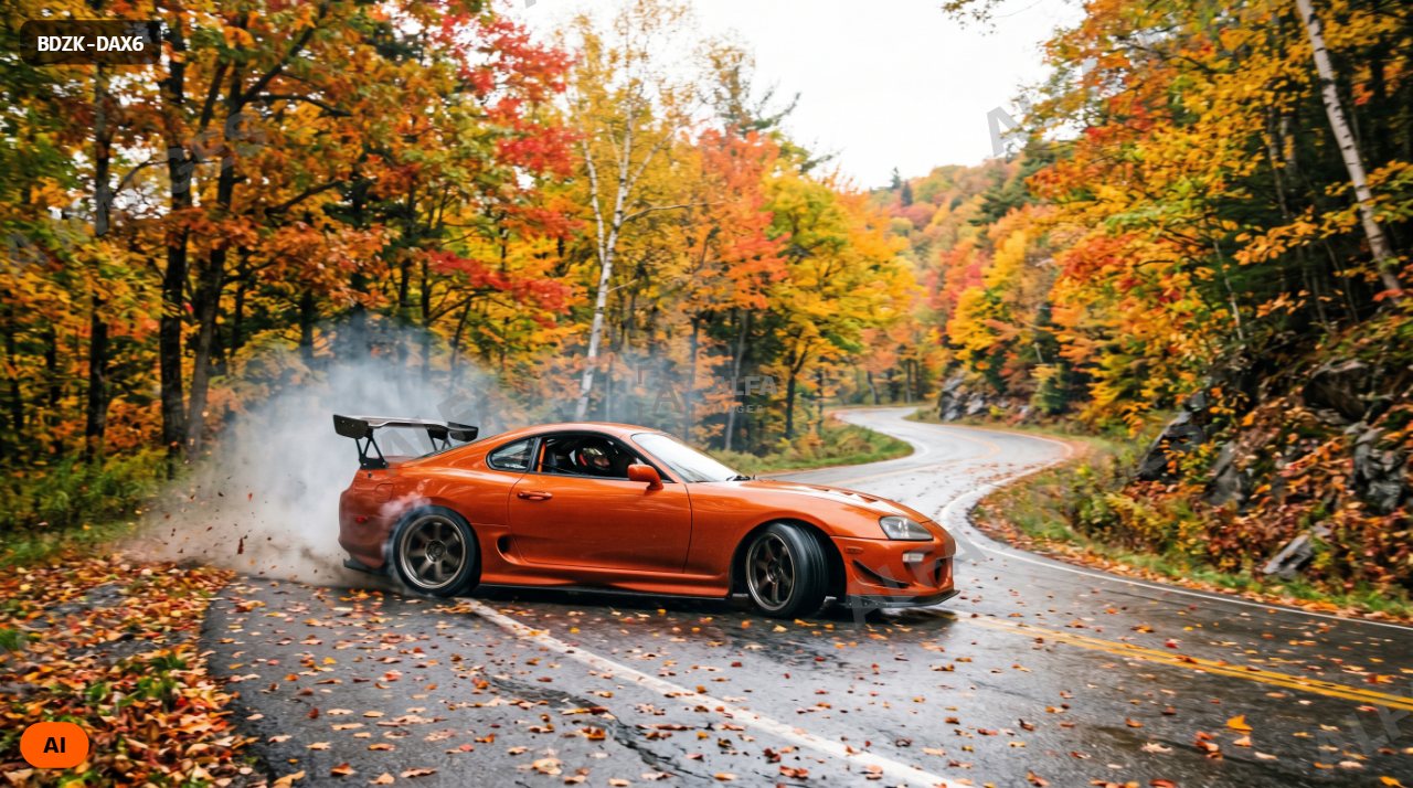 Supra car drift and fall colors