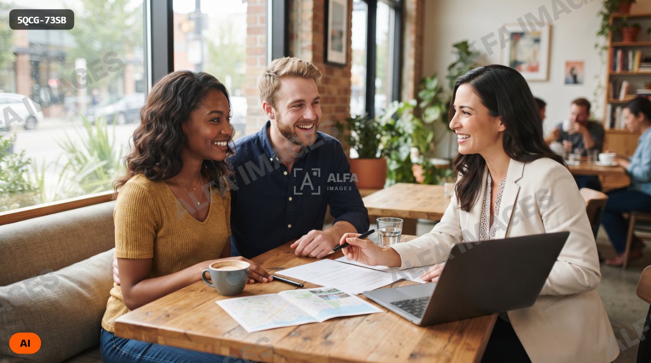 Couple meeting with real estate